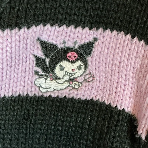 Hello Kitty Black and Pink Striped Sweater A0444 - Picture 3 of 4